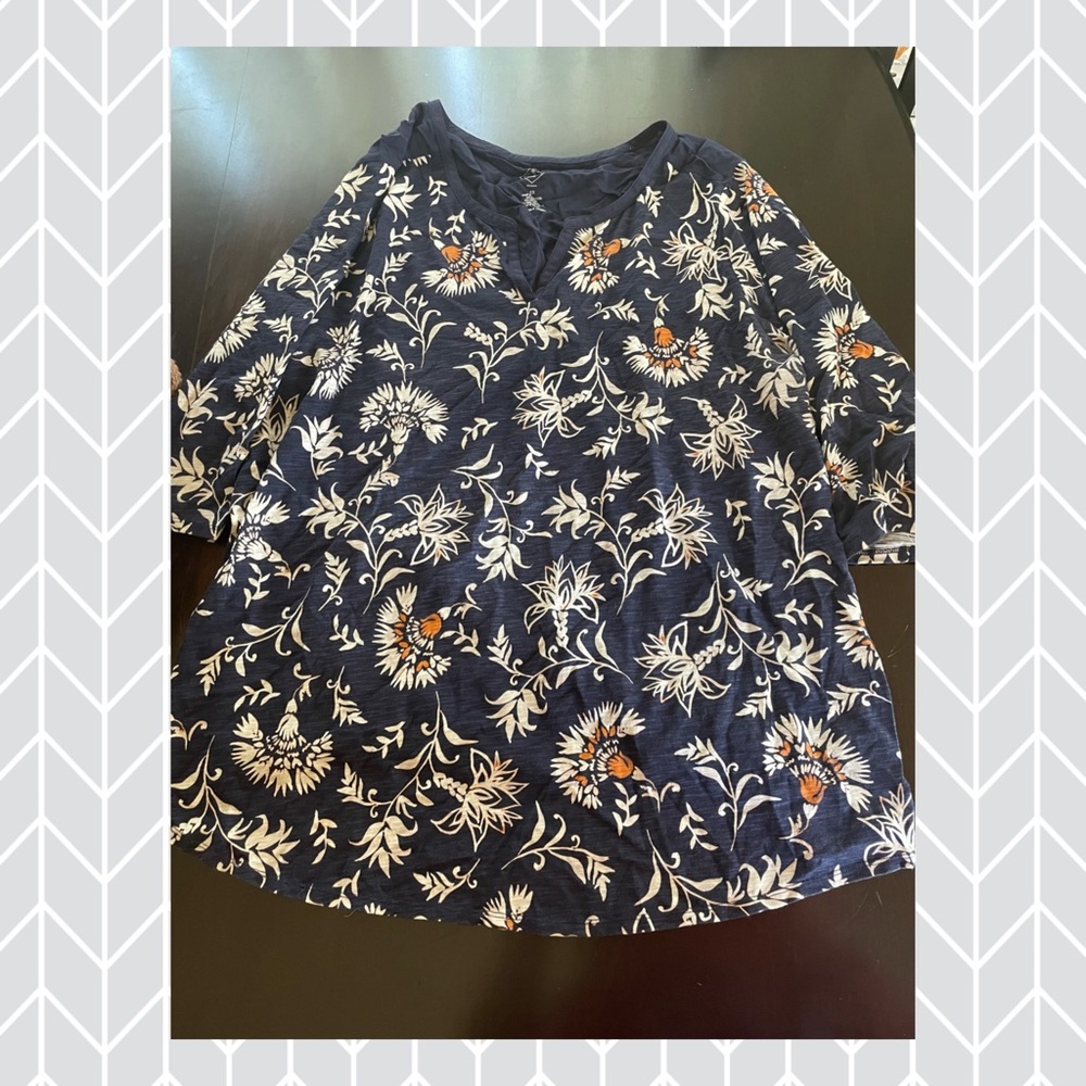 Navy Floral Top